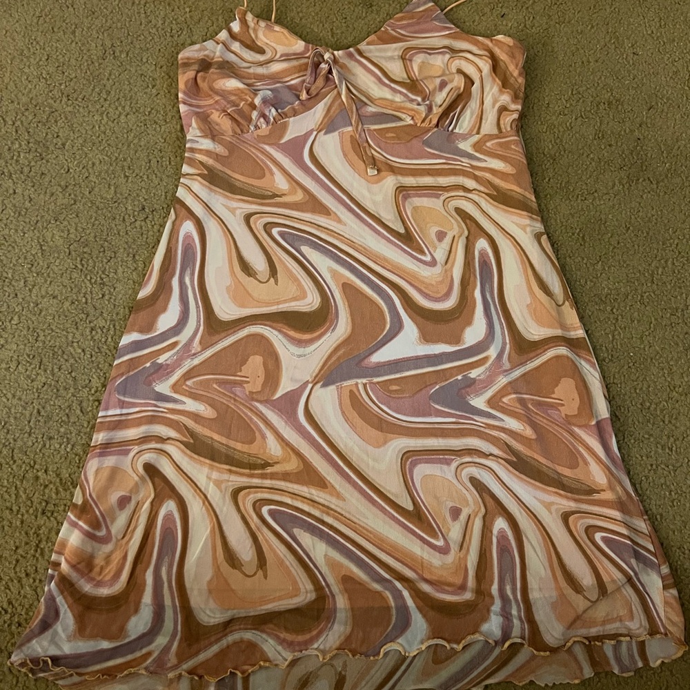 Swirl Pattern Sleeveless Mini Dress